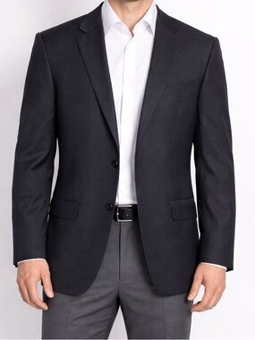 Hickey Freeman Loro Piana Tasmanian Wool Blazer Solid Boardroom 44 Long‎ Gray